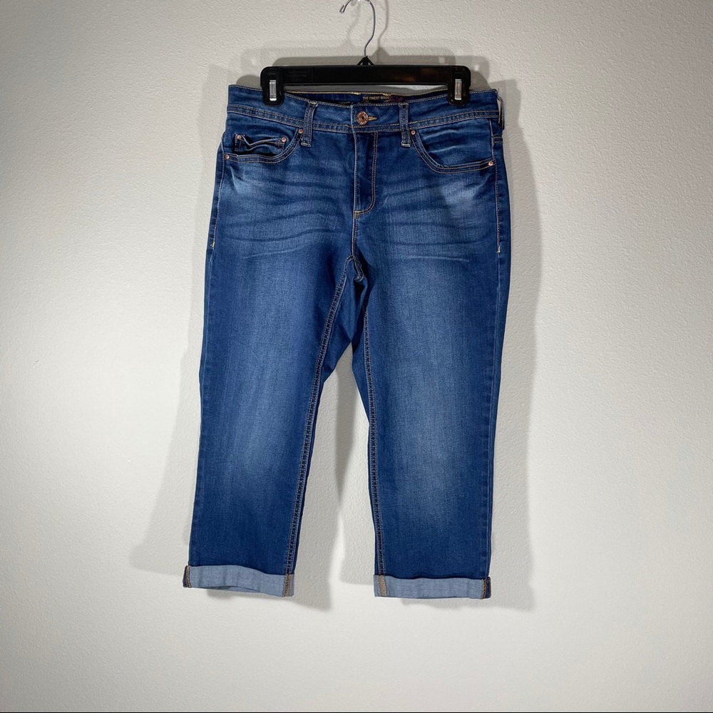 Faded Glory Med Washed Denim Capri Jeans Size 8